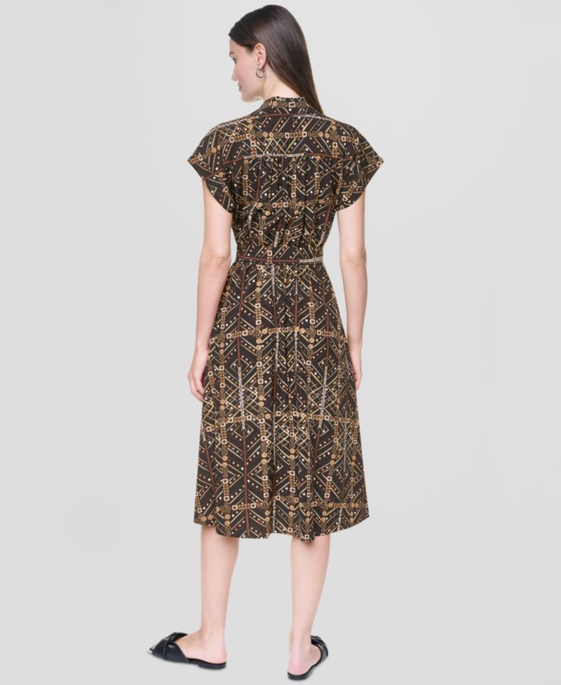 Women's Surplice Neck Faux-Wrap Midi Dress