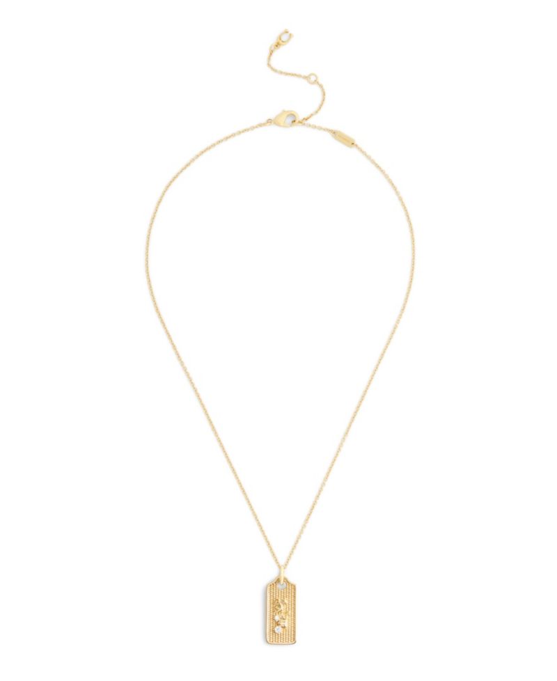 Gold Signature Hangtag Pendant Necklace