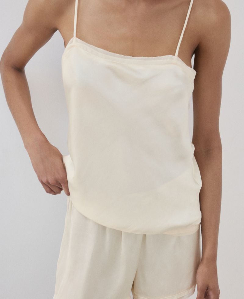 Women's Satin Lace-Trim Pajama Top