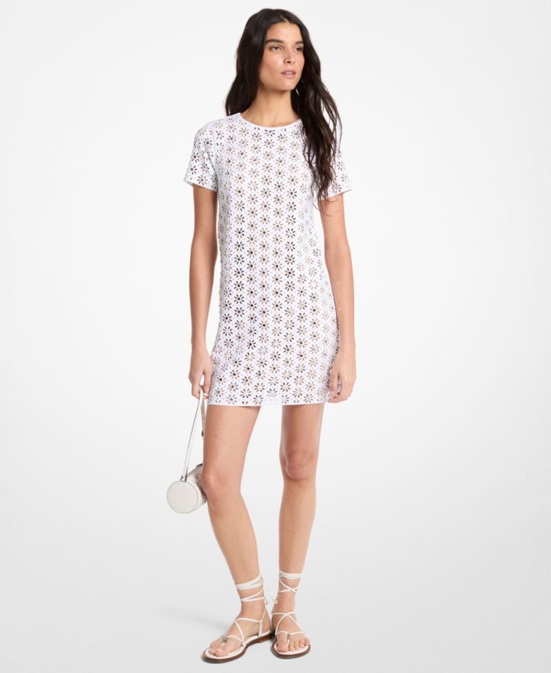Women's Crochet Crewneck A-Line Mini Dress