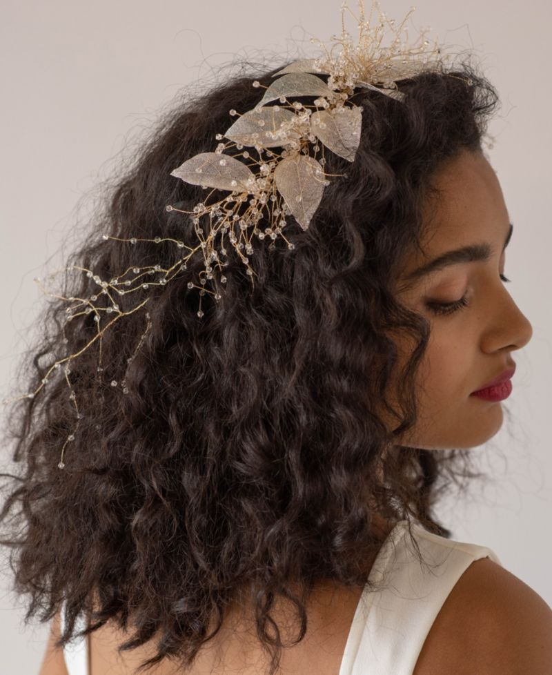 Organza Bridal Hair Crown with Crystals