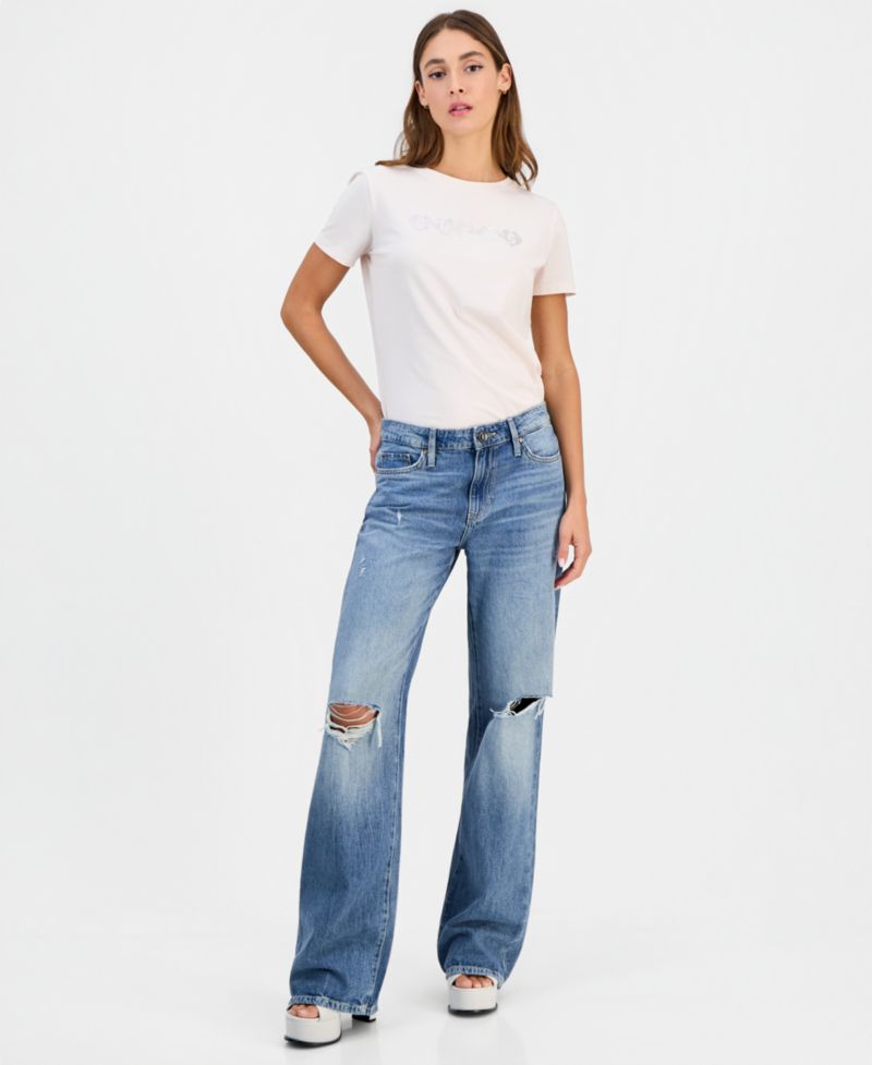 Women's Mid Rise Slouchy-Fit Straight-Leg Jeans