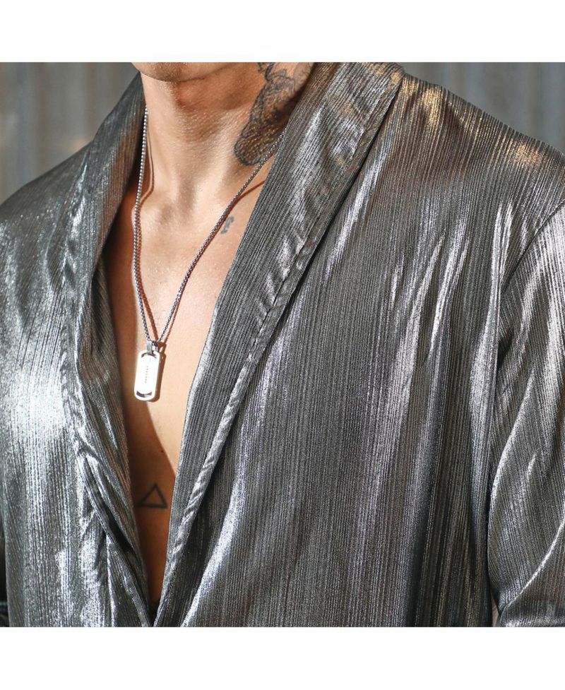 Men's Antique Silver Shawl Collar Shirt