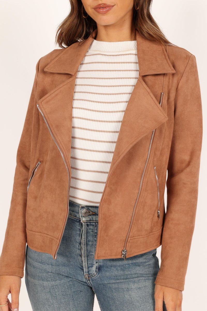 Womens Spencer Faux Suede Moto Jacket