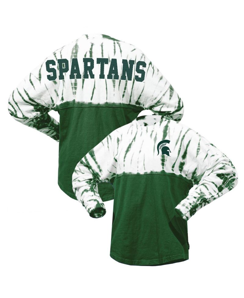 Women's Green Michigan State Spartans Tie-Dye Long Sleeve Jersey T-Shirt