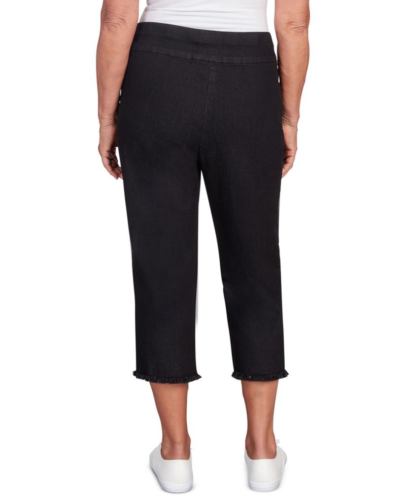 Plus Size Classic Super Stretch Denim Fringe Capri Pants