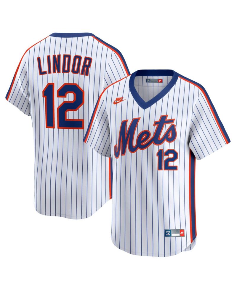 Men's Francisco Lindor White New York Mets Throwback Cooperstown Collection Limited Jersey