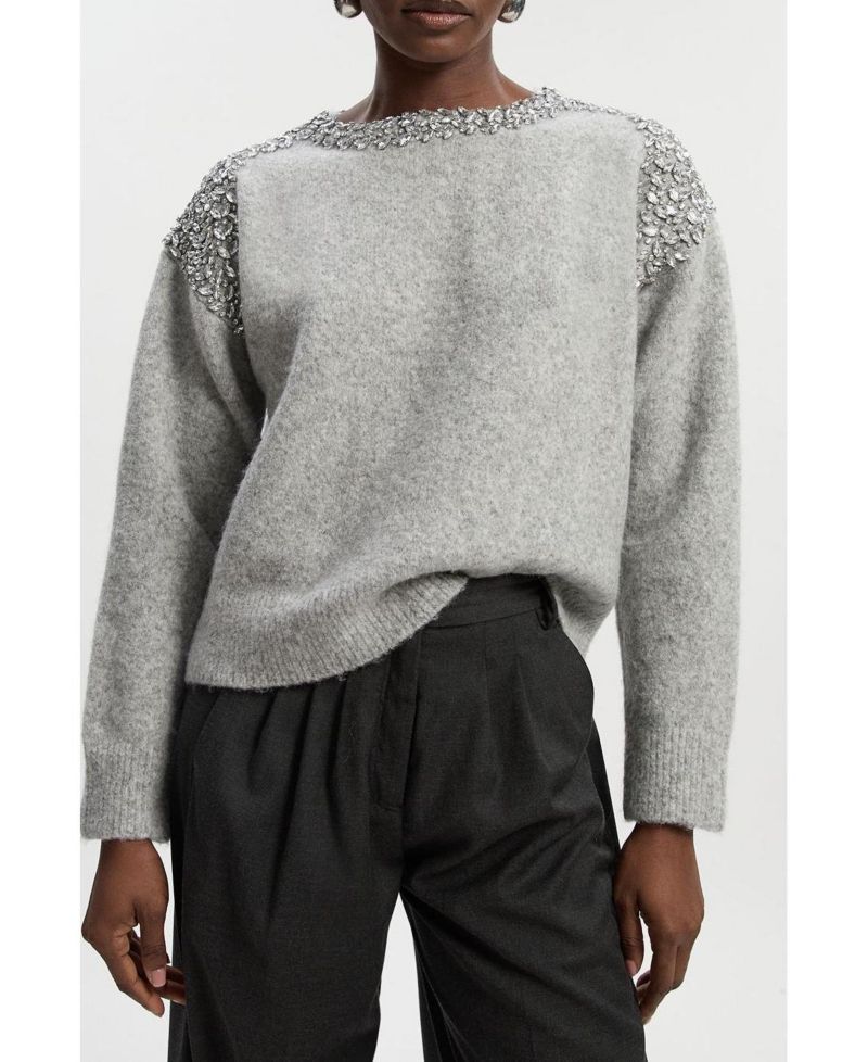 Women's Embellished Trim Cosy Knit Jumper