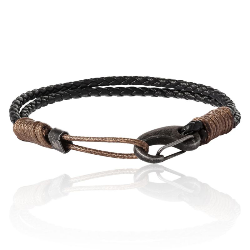 Carabiner Cord Stainless Steel Bracelet for Men, Braided Bracelet, Mens Jewelry