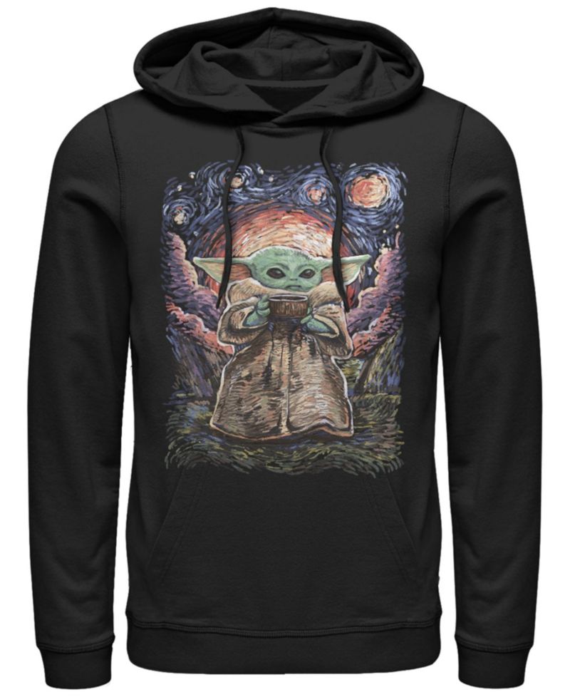 Men's Star Wars Mandalorian Sipping Starries Fleece Pullover Hoodie