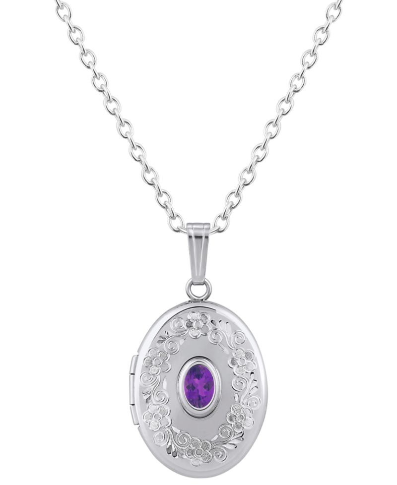 Citrine (3/8 ct. t.w.) Locket Pendant Necklace in Sterling Silver (Also Available in Muti-Stones)