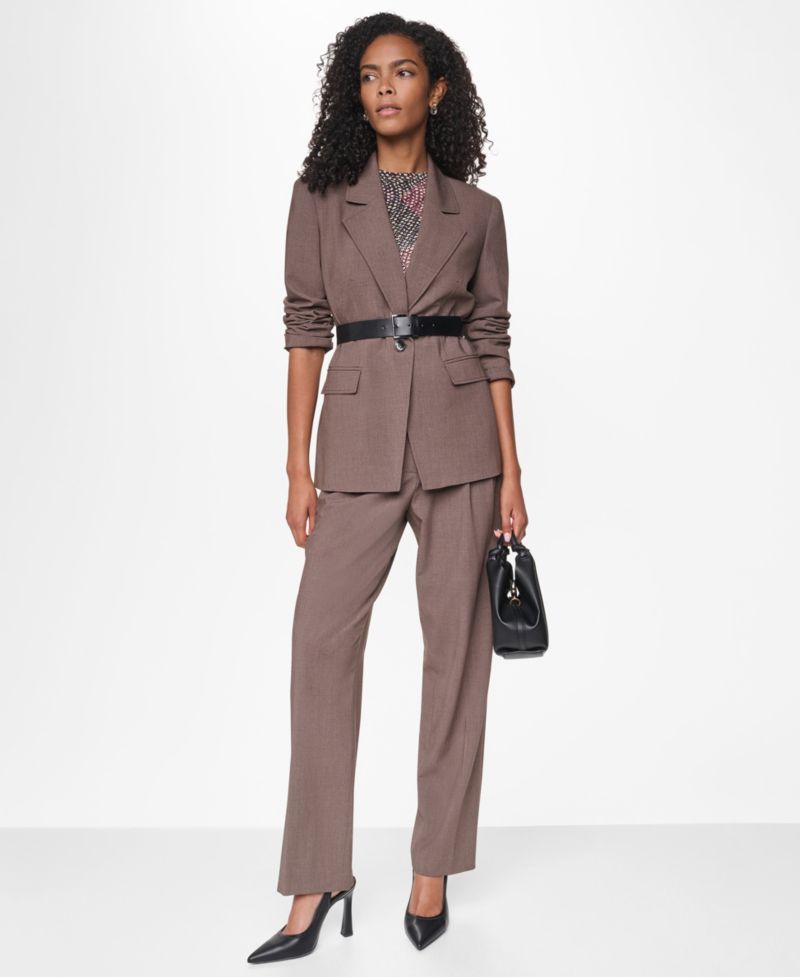 Women's Belted Notch Collar Stretch Blazer