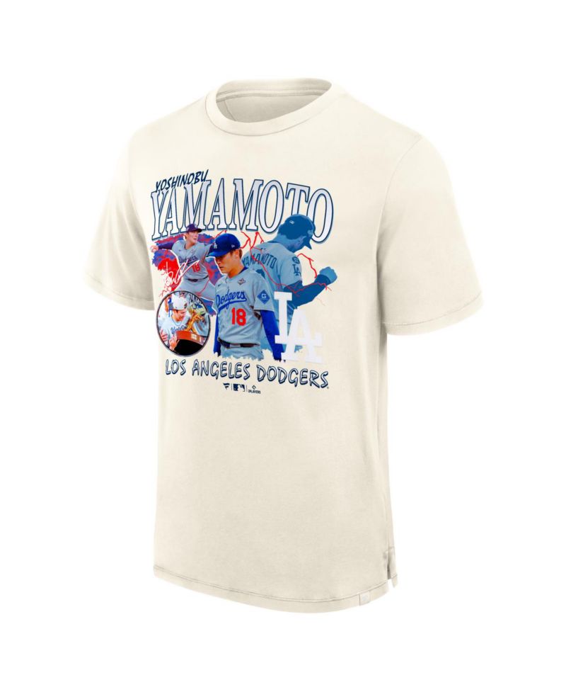 Men's Yoshinobu Yamamoto Cream Los Angeles Dodgers Montage T-Shirt