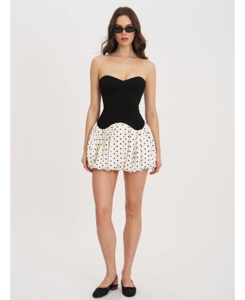 Women's Dahliana Polka Dot Bubble Hem Corset Mini Dress
