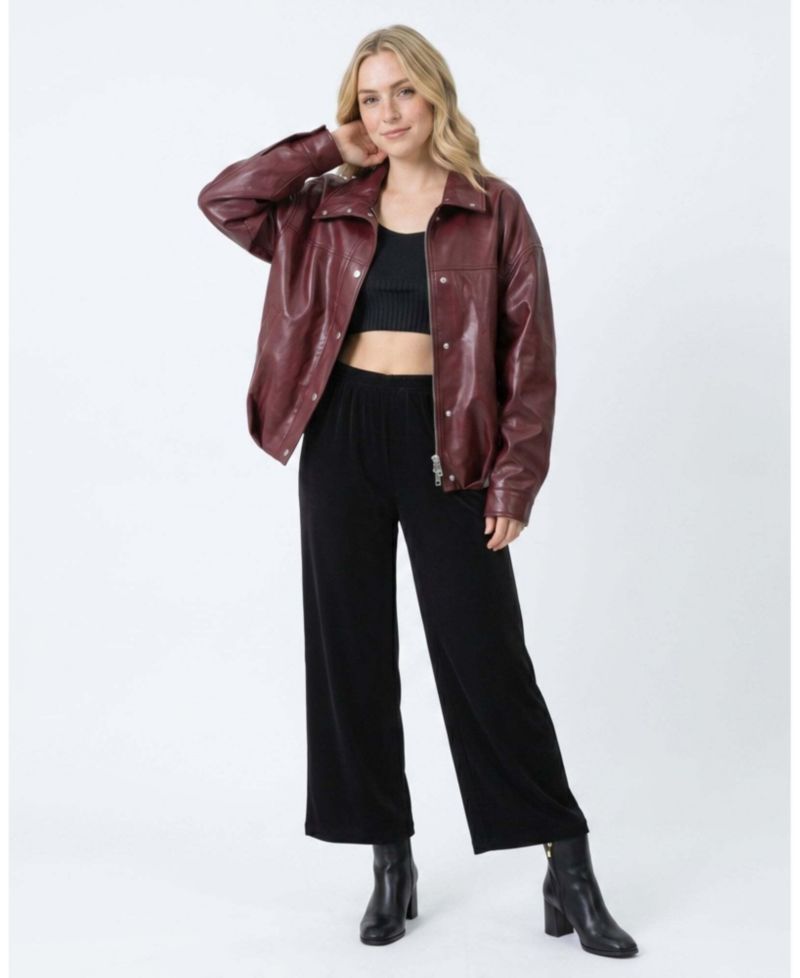 Women's Arden Funnel Neck Leather Jacket
