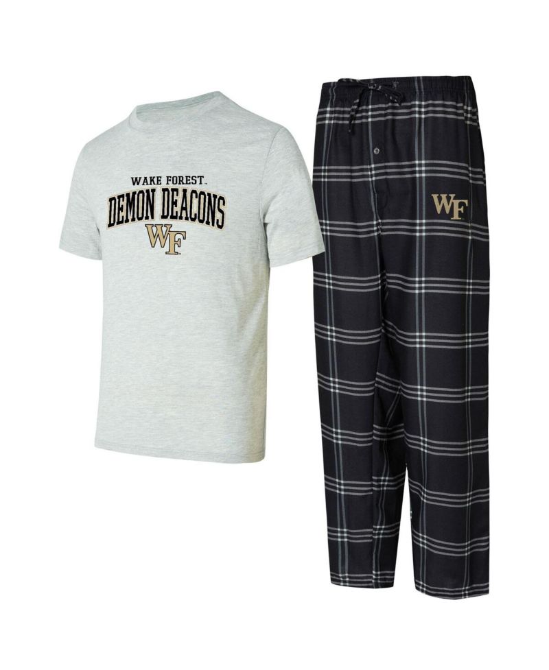 Men's Black/Gray Wake Forest Demon Deacons T-Shirt Pants Sleep Set