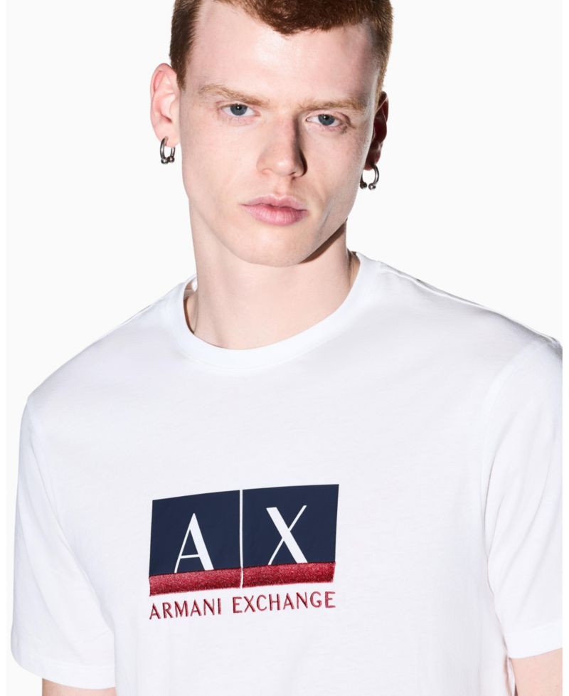 Men's Short Sleeve Metallic Box Logo Slim Fit T-Shirt