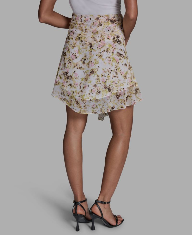 Women's Side Zipper Printed Asymmetrical Mini Skirt