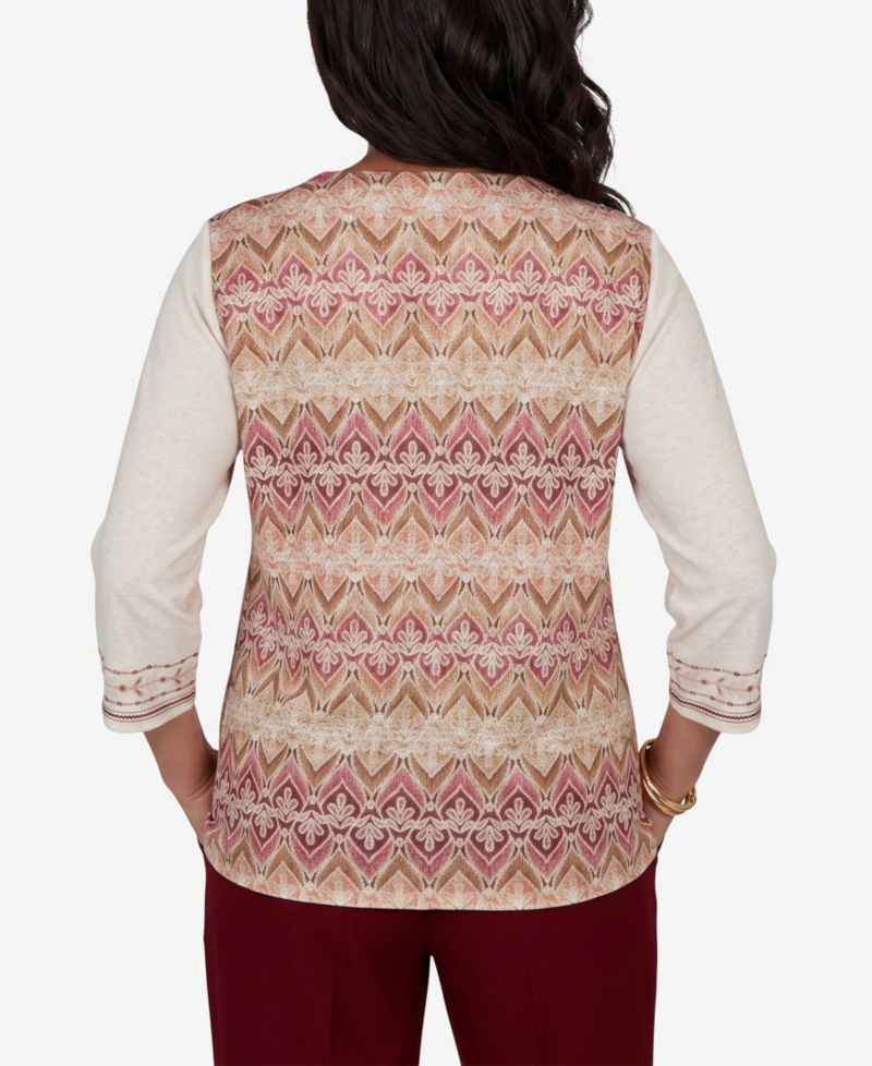 Petite Keyhole Neck 3/4-Sleeve Blouse