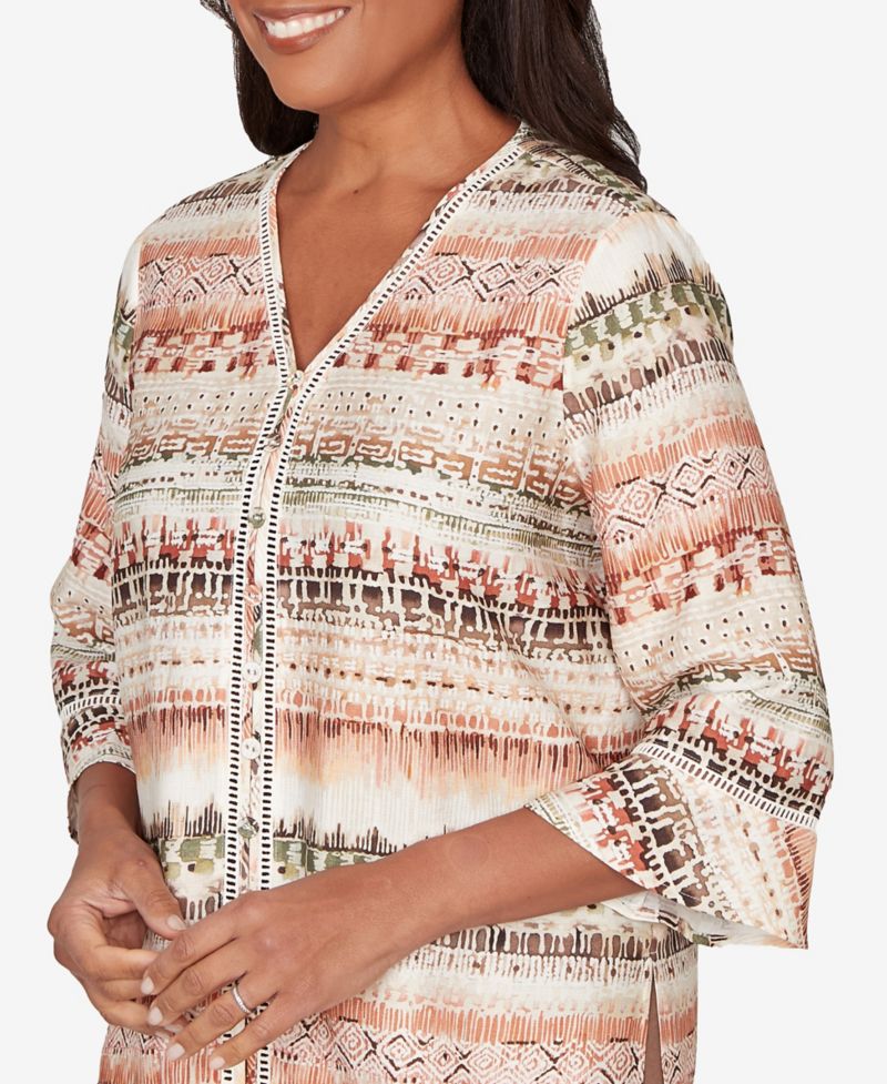 Women's Spice Market Biadere Stripe Center Seam V-Neck Top