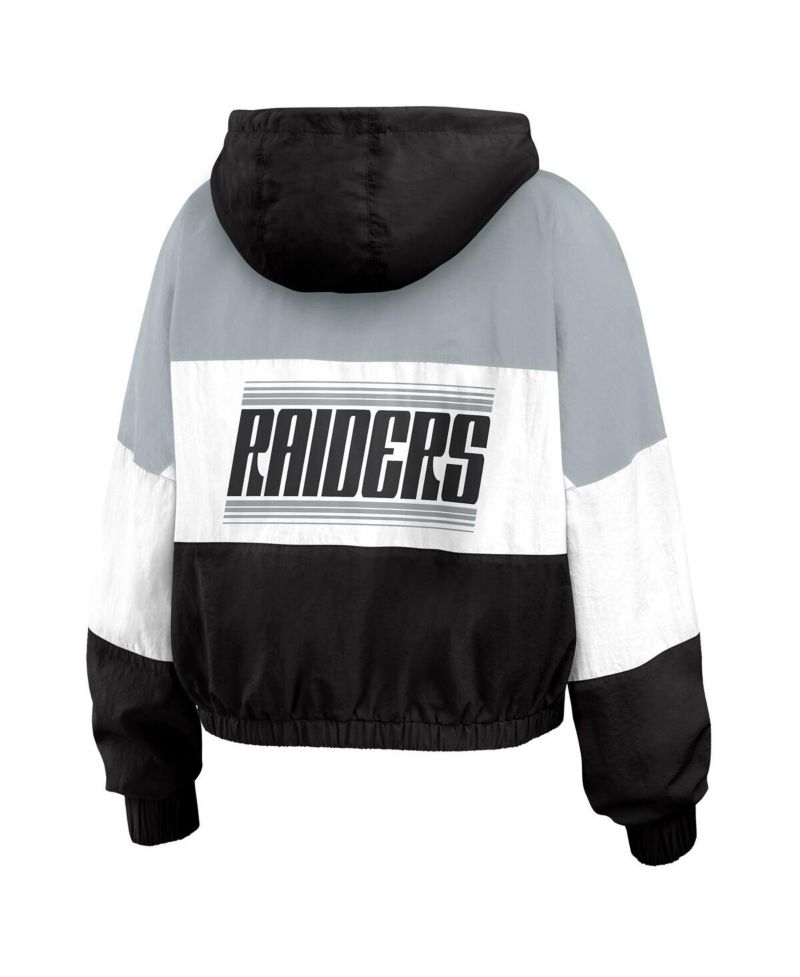 Women's Black/Gray Las Vegas Raiders Color Block Full-Zip Windbreaker Jacket