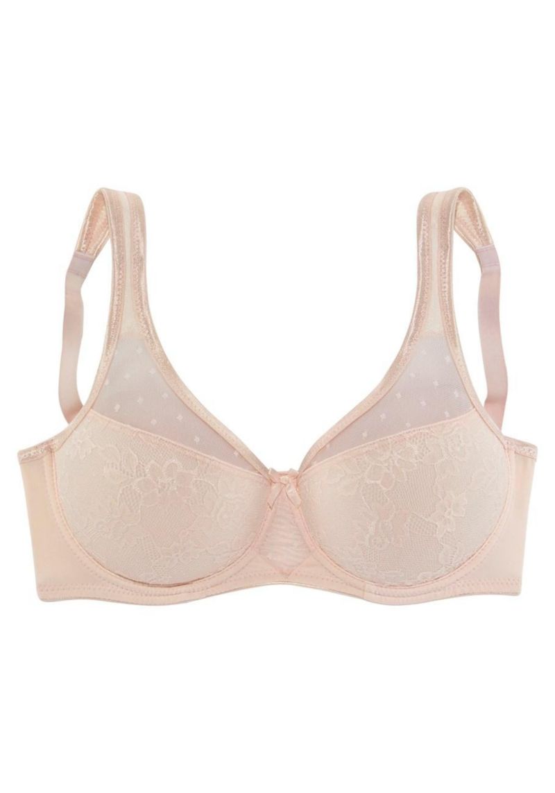 Women's Lace Overlay Underwire Minimizer Non-Padded T-Shirt Bra
