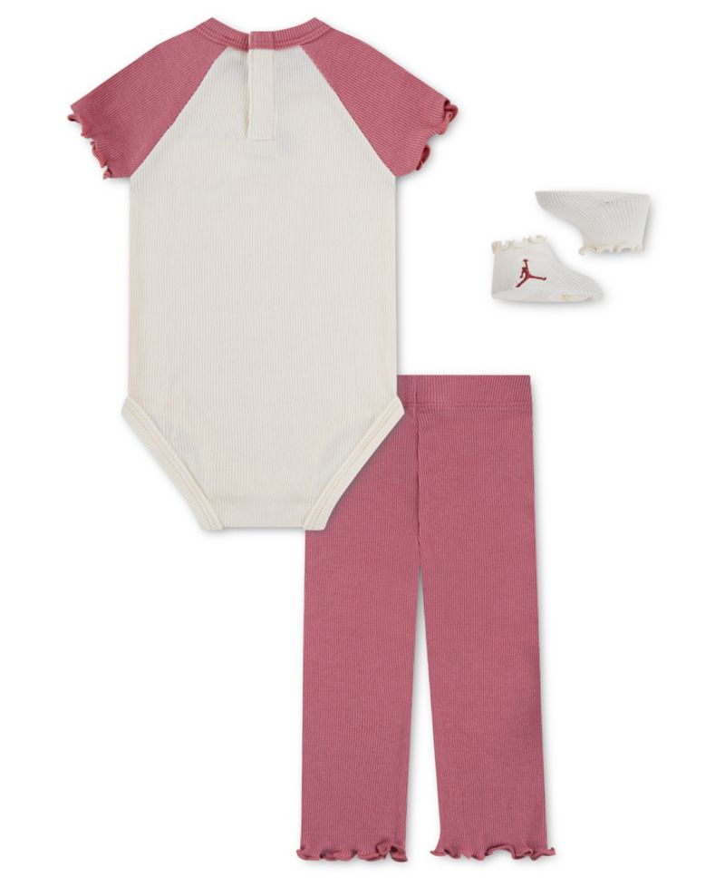 Baby Girls' Love Is in the Air Short-Sleeve Bodysuit, Flared Pants and Socks, 3-Piece Set