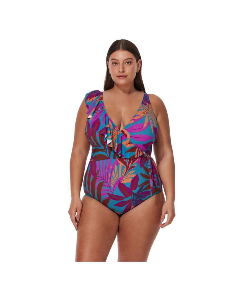 Women's V-Neck Surplice Ruffle One Piece