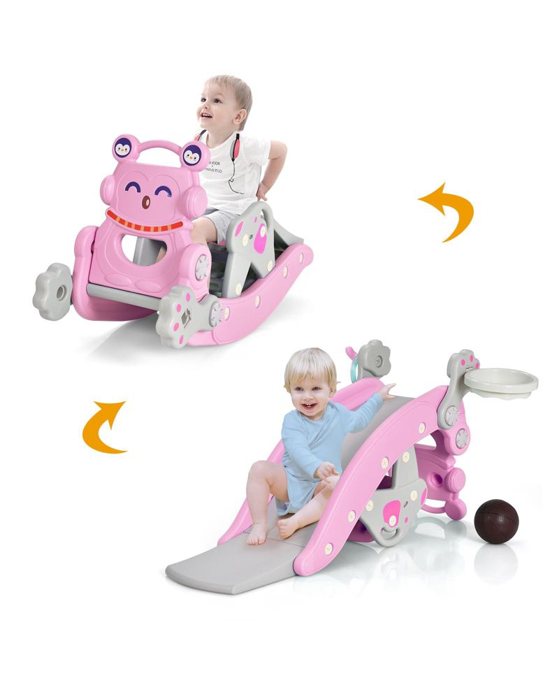 Toddler 4-in-1 Play Set with Rocking Horse, Slide and Activity Features for Kids