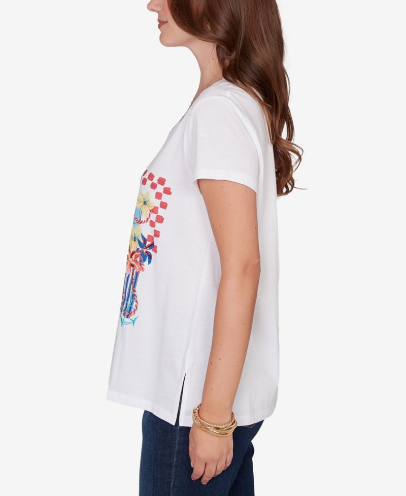 Petite Embellished Postcard Graphic T-Shirt
