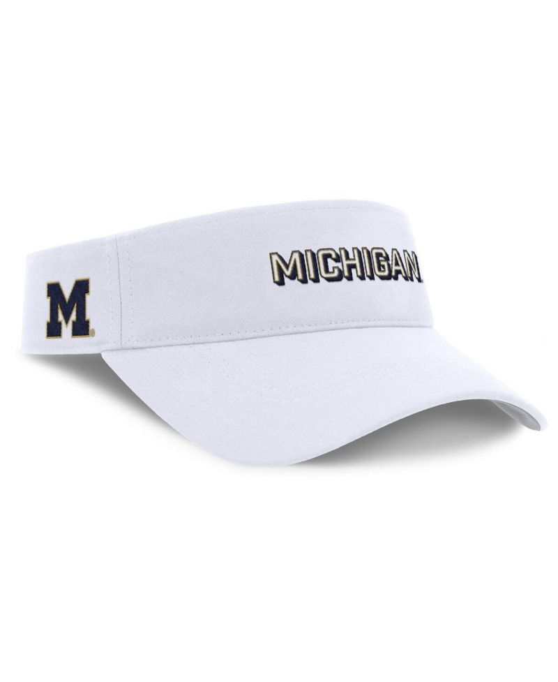 Men's White Michigan Wolverines 2025 On-Field Gameday Performance Ace Adjustable Visor Hat