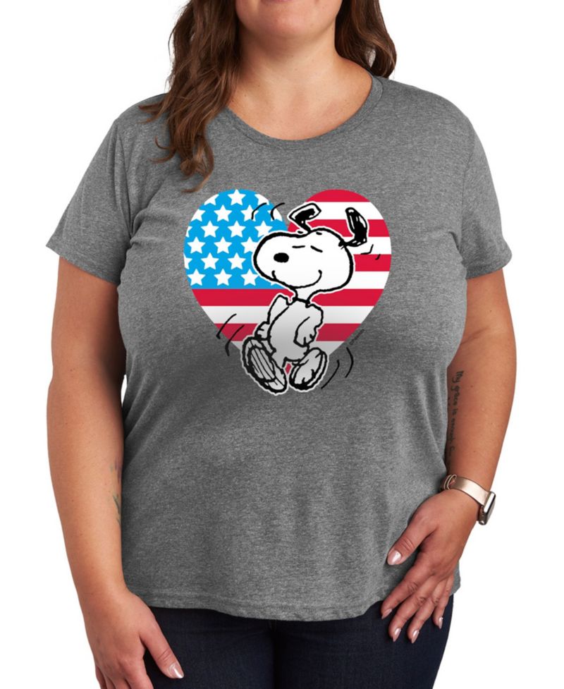 Plus Size Peanuts Snoopy Americana Graphic Crew Neck T-Shirt