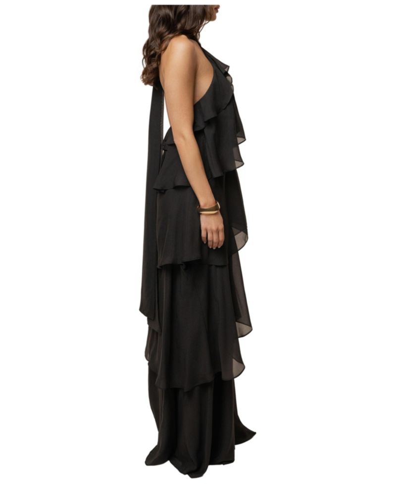 Women's Head In The Clouds Halter Tiered-Ruffle Wedding Guest Maxi Dress