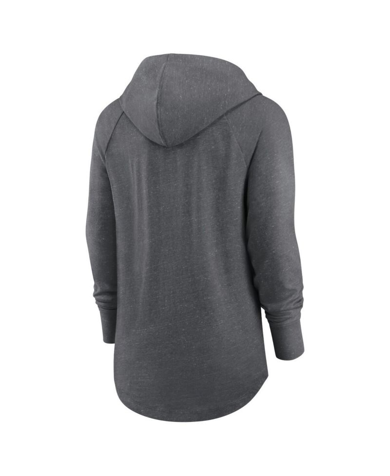 Women's Heather Charcoal New Orleans Saints Raglan Funnel Neck Pullover Hoodie