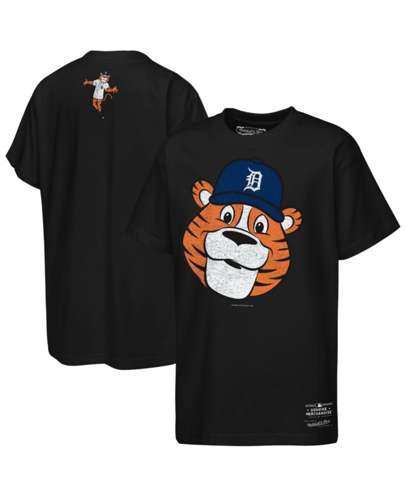 Big Boys and Girls Black Detroit Tigers Big Face Mascot T-Shirt