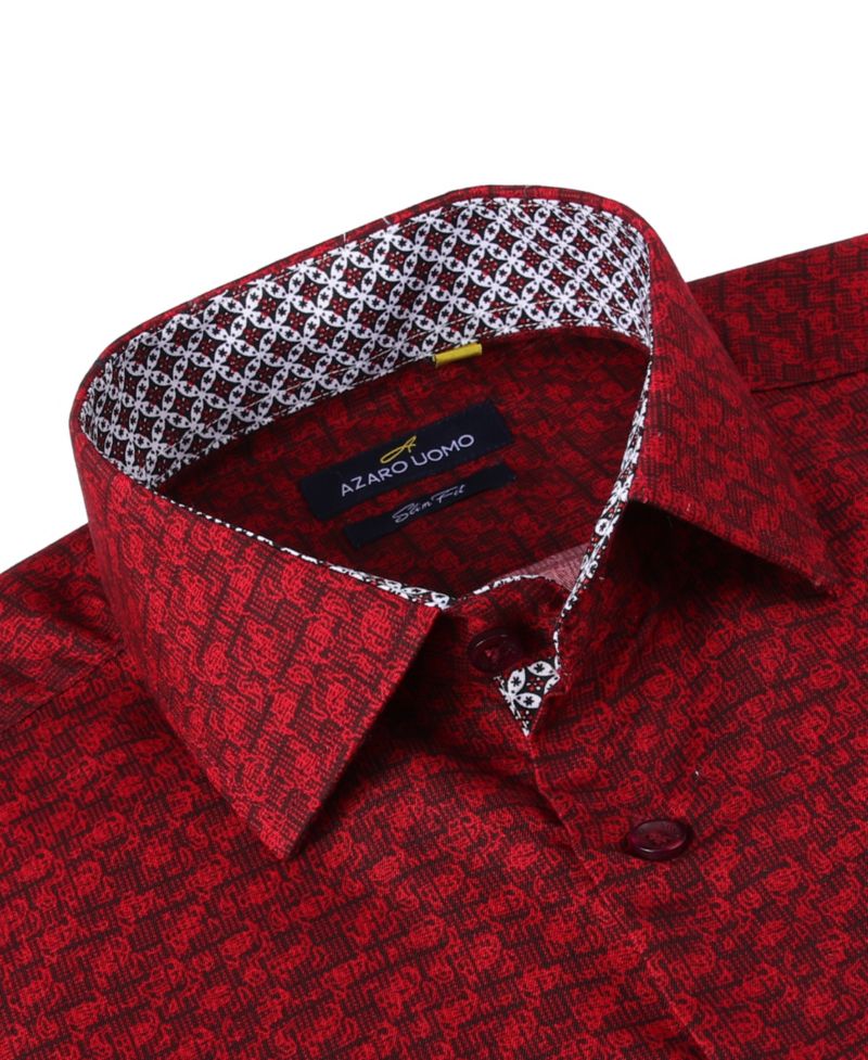 Men's Business Geometric Long Sleeve Button Down Shirt