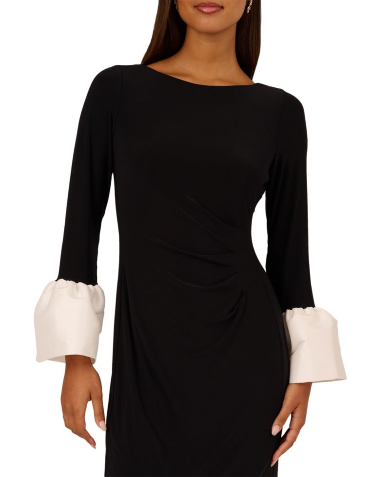 Women's Long-Sleeve Colorblock Boat-Neck Dress