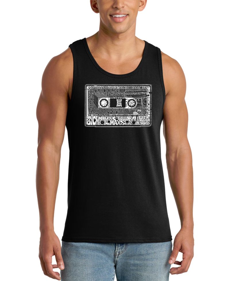 Men's Cassette Tape Retro Word Art Graphic Tank Top