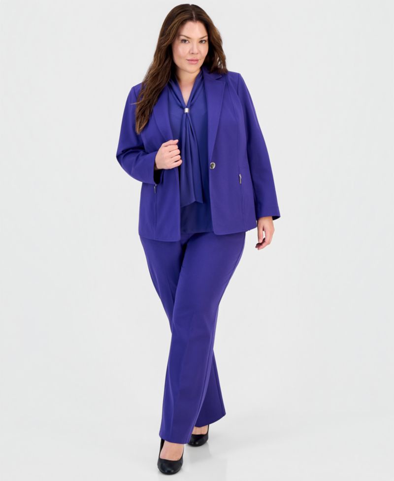 Plus Size Scarf-Neck Sleeveless Blouse