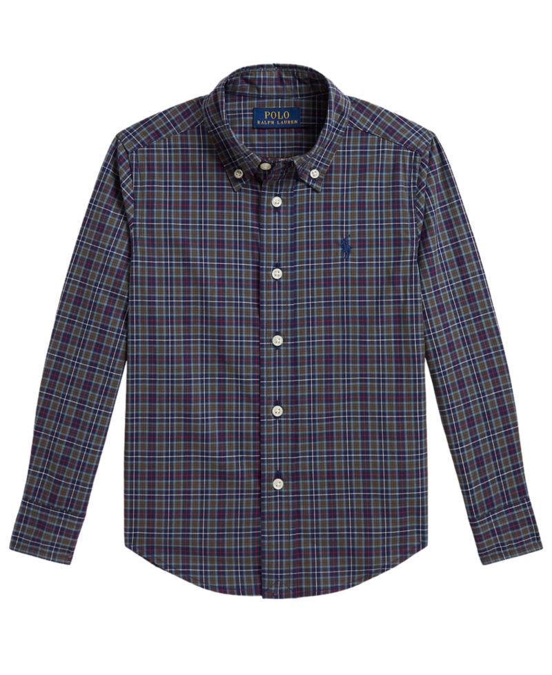 Boys' 2T-7 Plaid Cotton Poplin Shirt