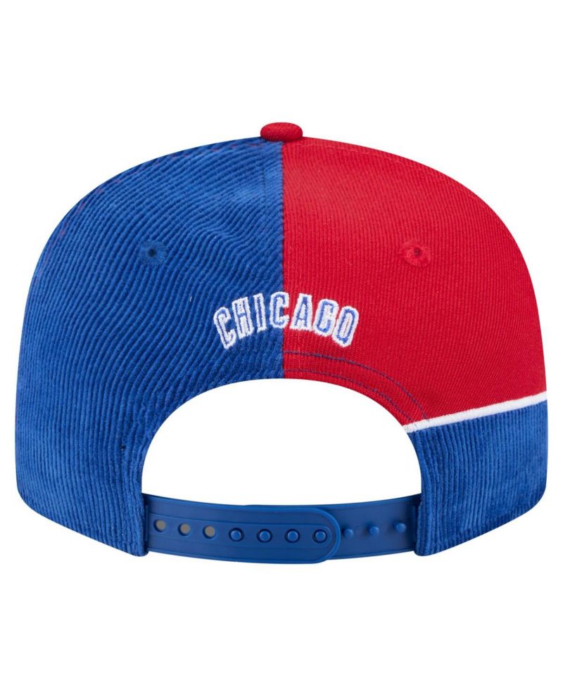 Men's Royal/Red Chicago Cubs Retro Split Corduroy Snapback Hat