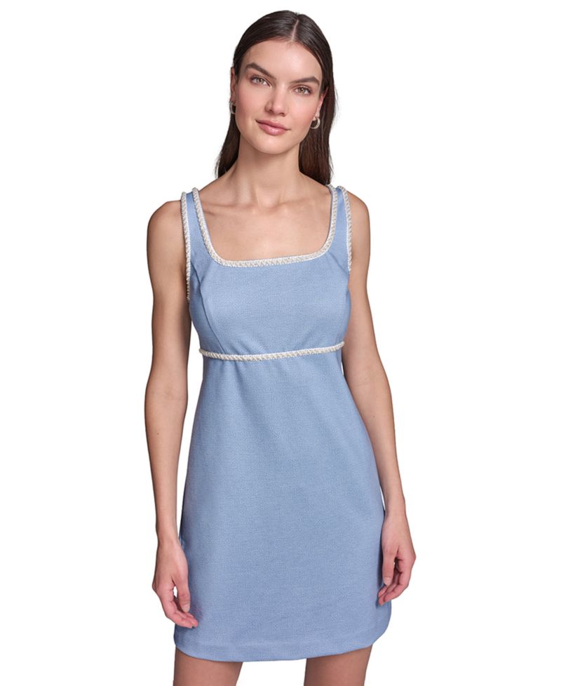 Women's Sleeveless Square Neck Melange Stretch Dress