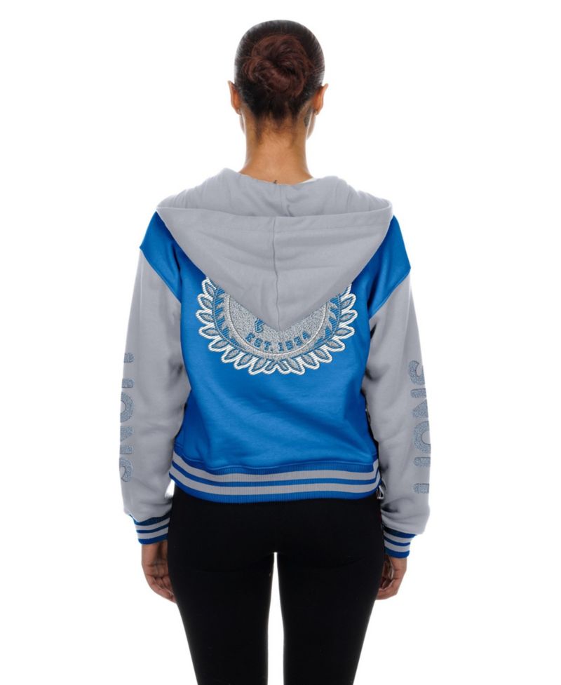 Women's Blue Detroit Lions Throwback Full-Snap Hooded Jacket