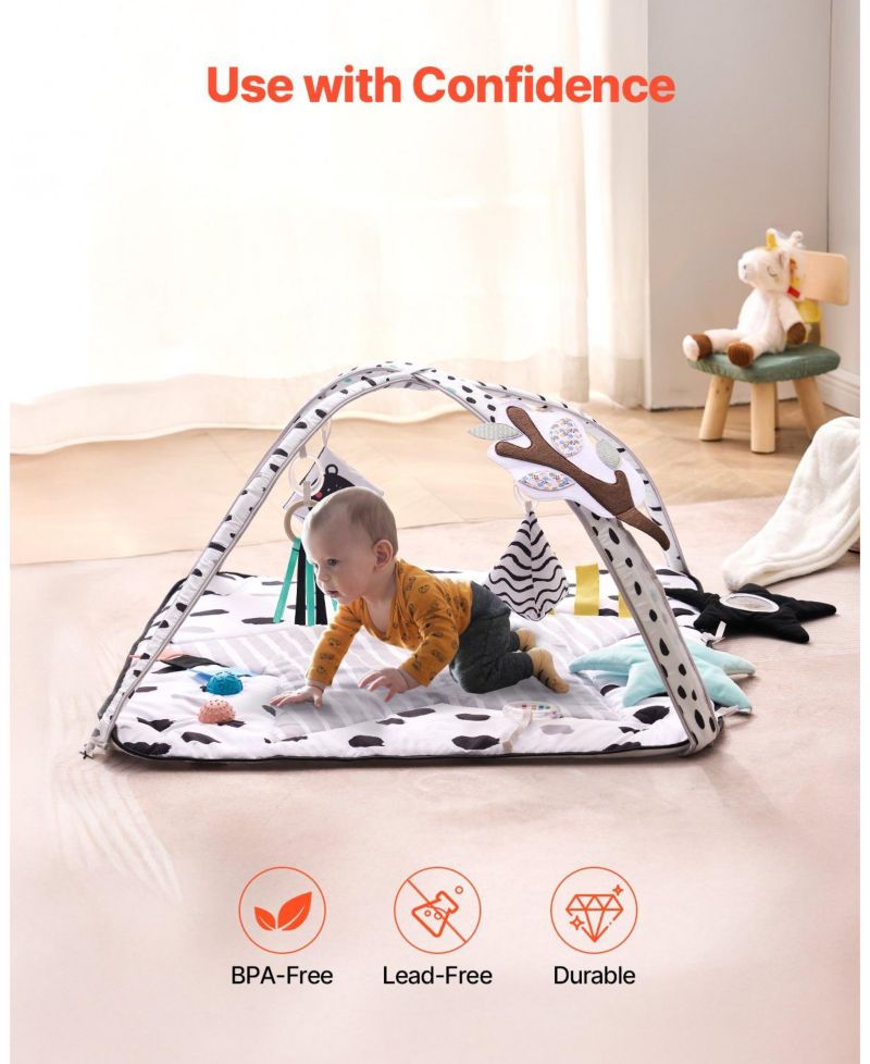 Infant Foldable Washable Play Gym Mat with 6 Detachable Toys