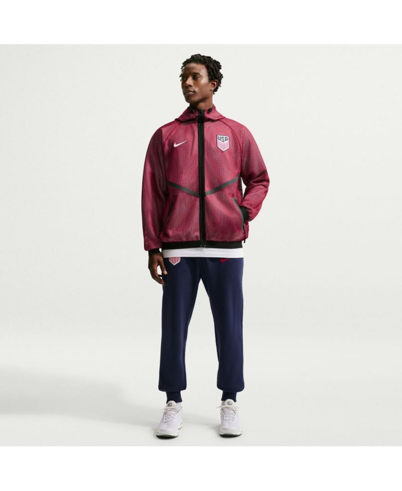 Men's Red USMNT 2026 Anthem Mesh Dri-FIT Full-Zip Hooded Jacket