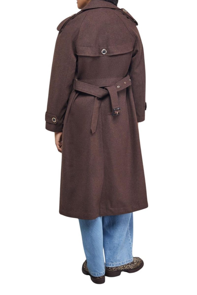 Women's Wool Mix Belted Trench Coat