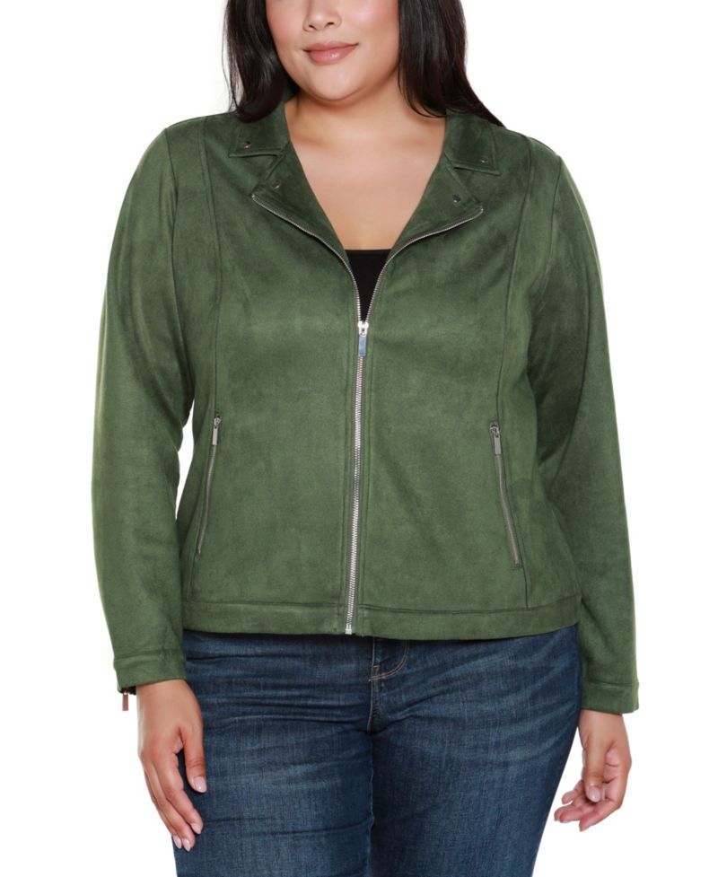 Plus Size Faux-Suede Moto Jacket