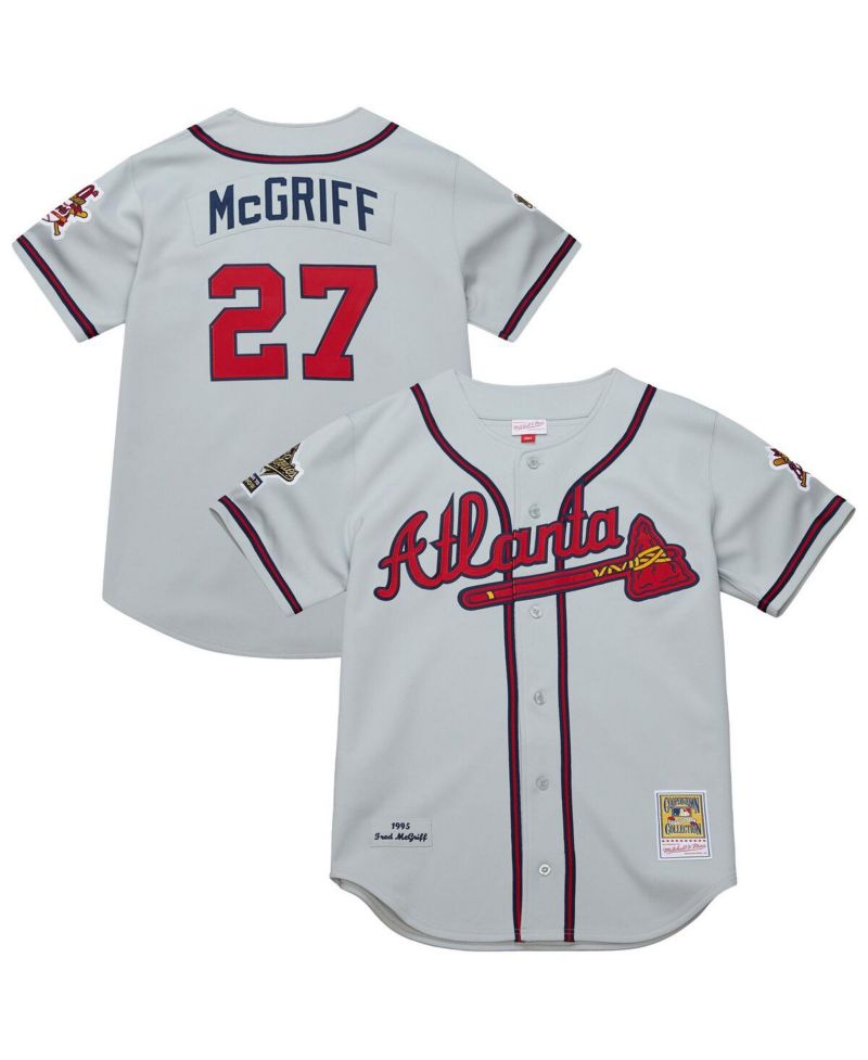 Men's Fred McGriff Gray Atlanta Braves 1995 Throwback Authentic Jersey