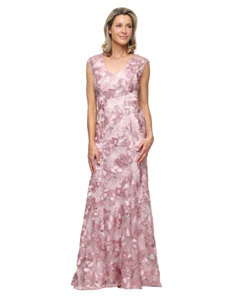 Women's Sleeveless V-Neck Soutache Ball Gown