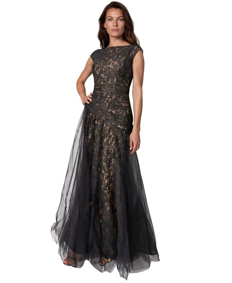 Women's Lace A-Line Bateau-Neck Gown